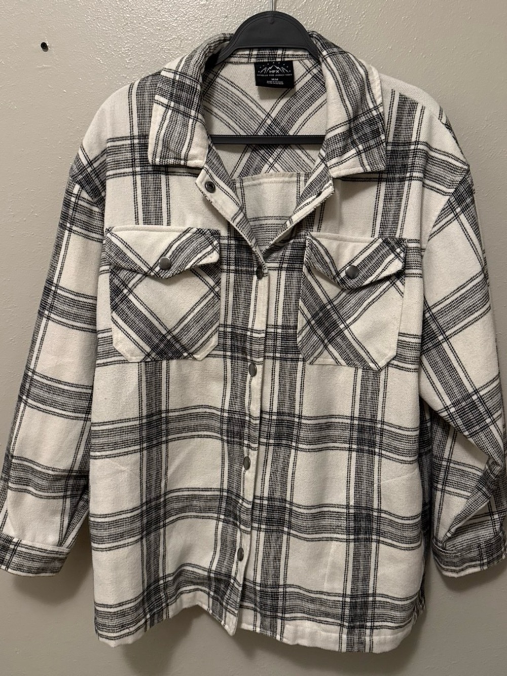 HFX Women's Black & White Plaid Shacket